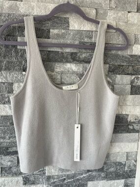 Women’s ONE GREY DAY NWT Crop Ribbed Merino Wool Blend Sweater-Gray-Sz XL